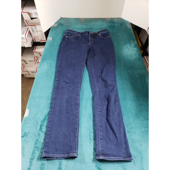 Chicos Jeans 00 US Size 2 Womens Blue Stretch Pants Denim Mid Rise Slim Straight - Picture 1 of 12